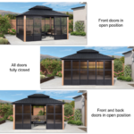 12′ x 14′ Hardtop Aluminum Gazebo with Galvanized Steel Roof & Sliding Doors - Image 3