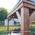 Backyard Discovery 12′ x 9.5′ Arcadia Slope Roof Cedar Gazebo with PowerPort - Image 3