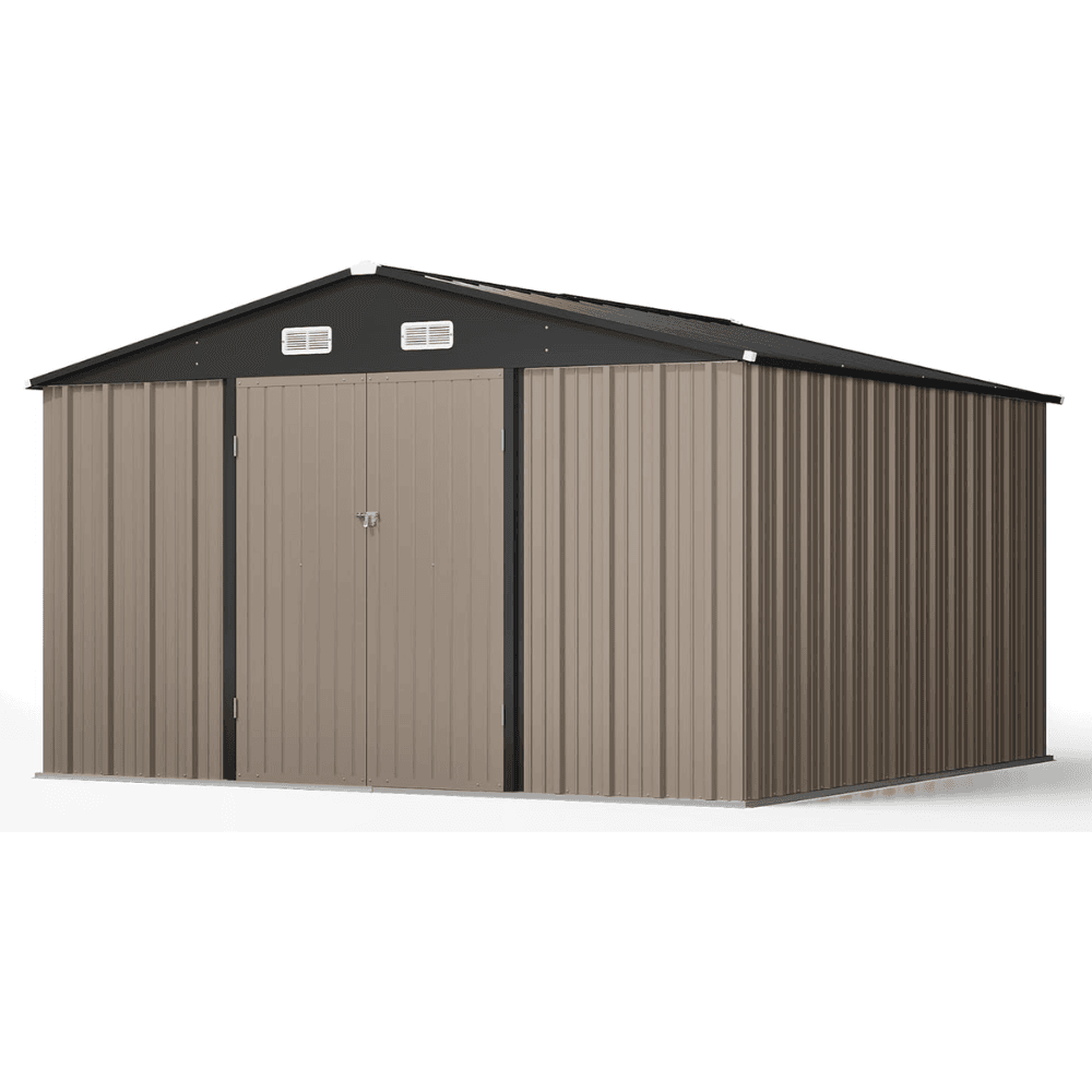 iben-product-224-image-1.png VEIKOUS 10 ft. W x 10 ft. D Outdoor Metal Storage Shed in Gray (100 sq. ft.) - Image 1
