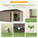 Patiowell 10 ft. W x 12 ft. D Size Upgrade Metal Storage Shed (119 sq. ft.) - Image 5