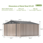 Patiowell 10 ft. W x 12 ft. D Size Upgrade Metal Storage Shed (119 sq. ft.) - Image 7