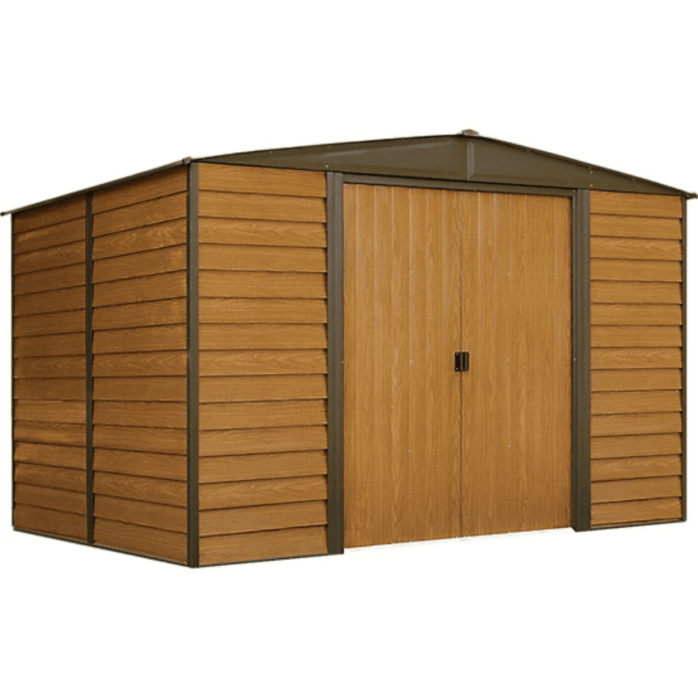 iben-product-230-image-1.png Arrow 10 ft. x 8 ft. Woodridge Shed – Durable Metal Storage with Woodgrain Finish - Image 1
