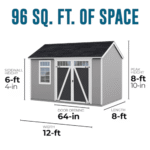 Heartland Coronado 12-ft x 8-ft Gable Style Wood Outdoor Storage Shed with Windows and Doors - Image 4